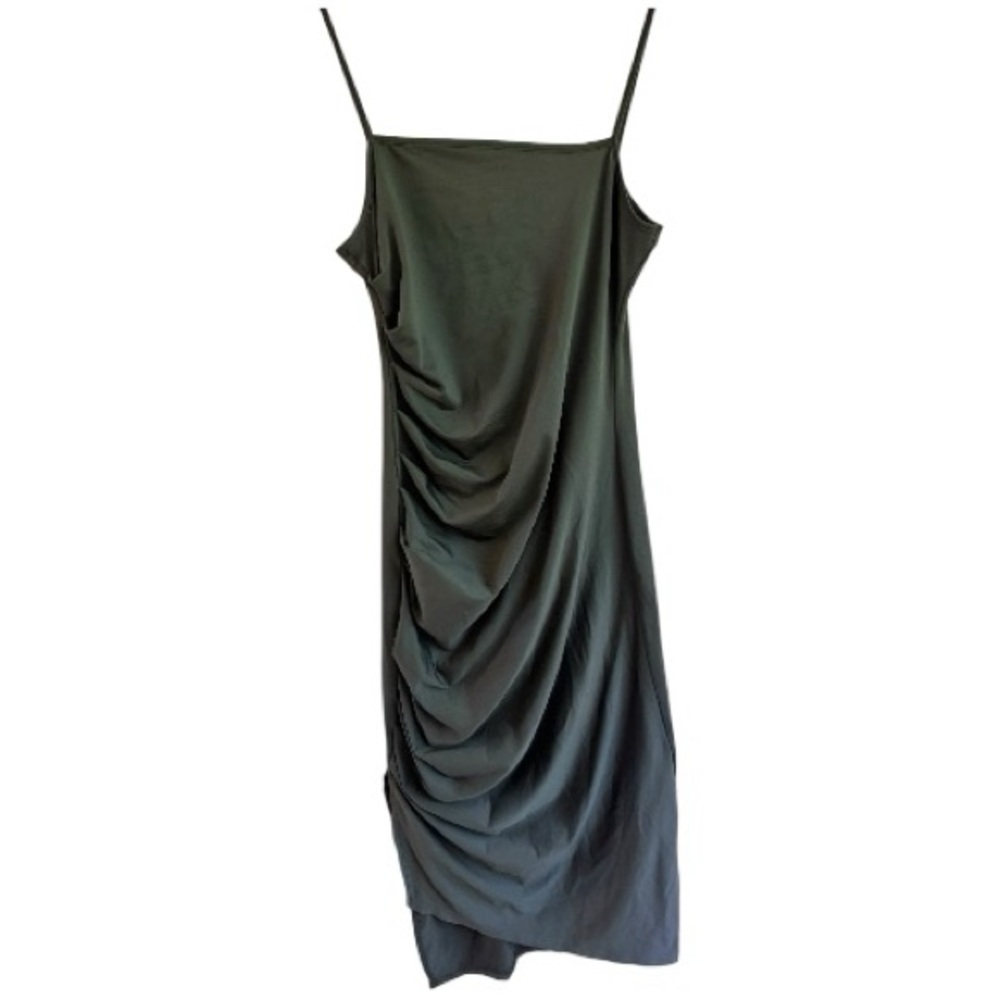SHEIN Black Draped Midi Dress